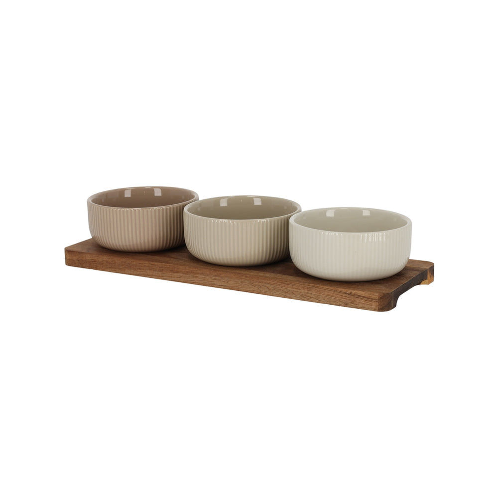 Serveerplank Met Schaaltjes Beige van JENS Living