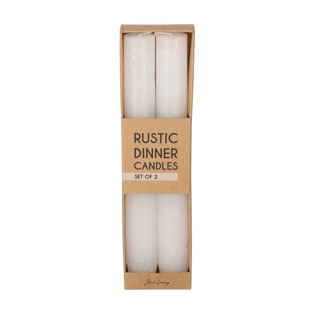 Rustieke Dinerkaarsen Wit, set van 2 van JENS Living, productfoto 2