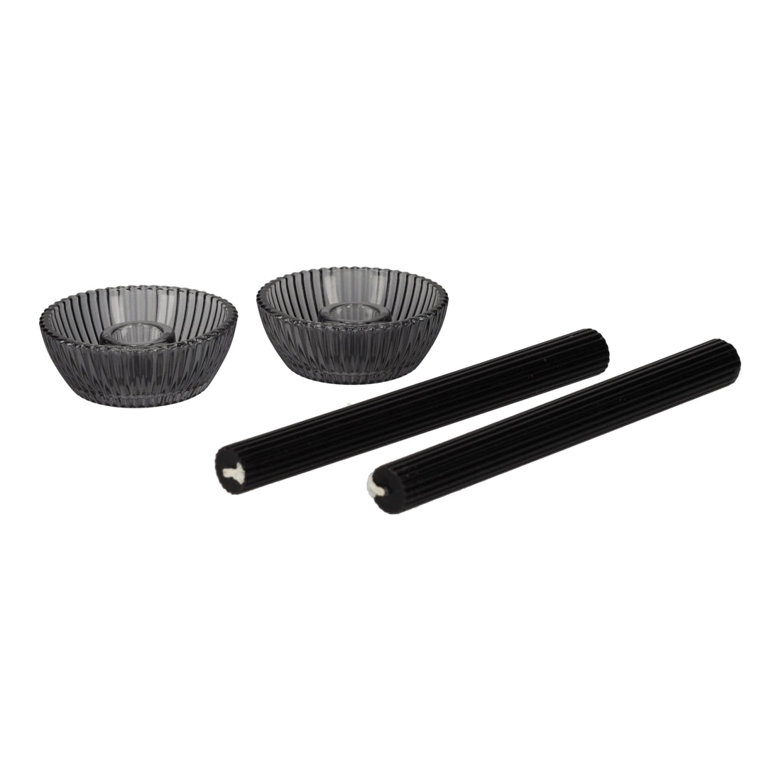 Giftset Kandelaar + Kaars Zwart, set van 2 van JENS Living, productfoto 2