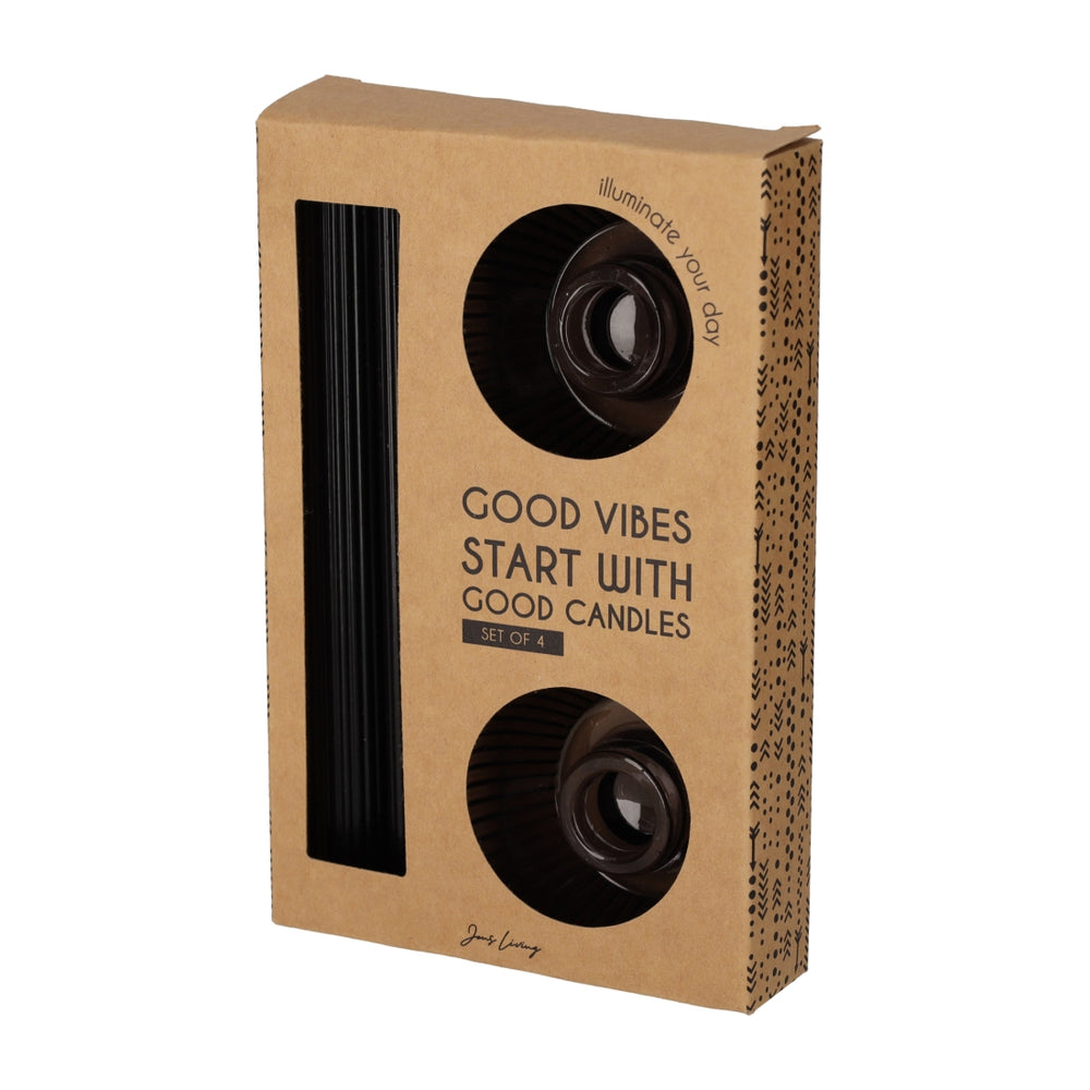 Giftset Kandelaar + Kaars Zwart, set van 2 van JENS Living, productfoto 3
