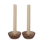 Giftset Kandelaar + Kaars Bruin, set van 2 van JENS Living