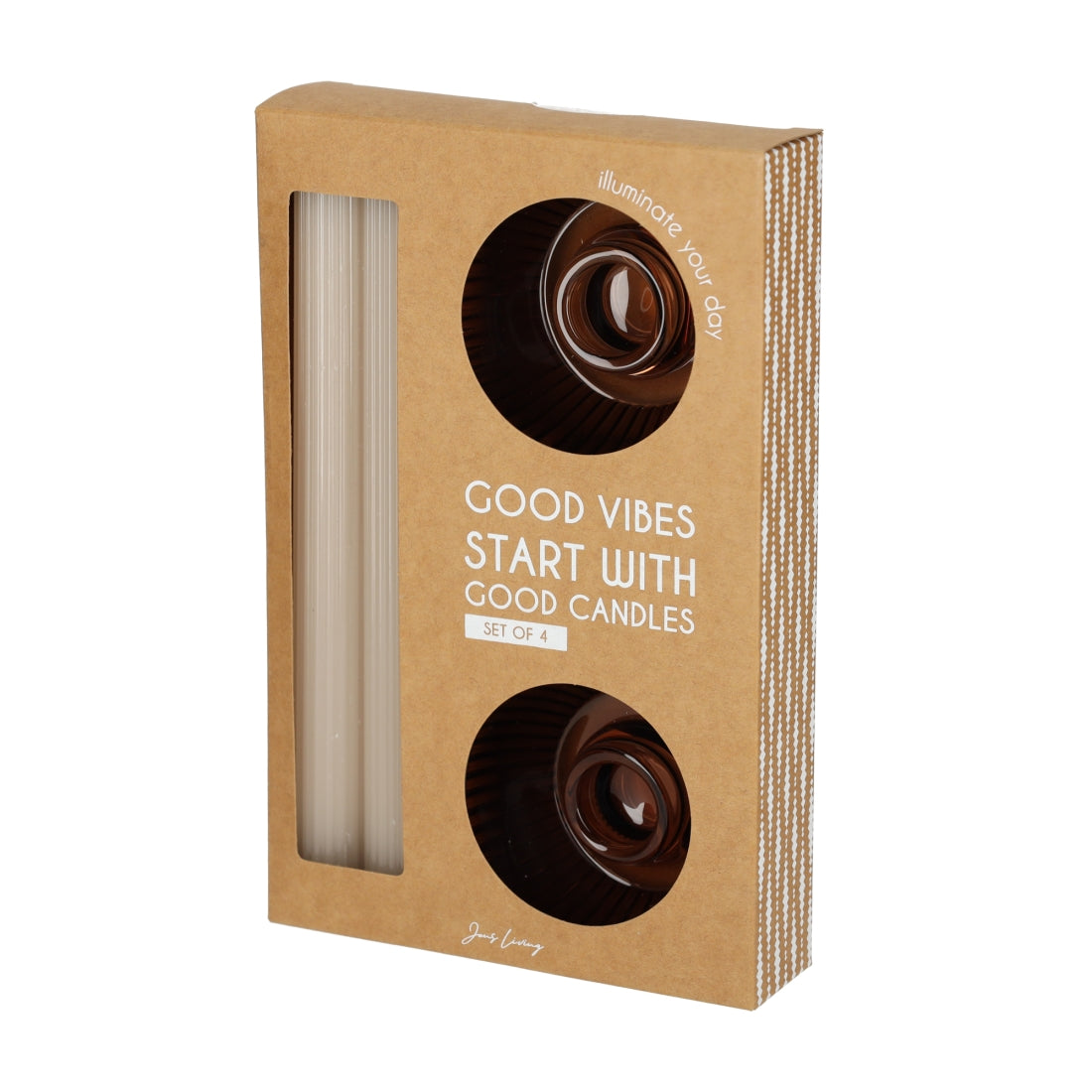 Giftset Kandelaar + Kaars Bruin, set van 2 van JENS Living, productfoto 3