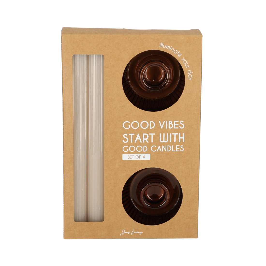 Giftset Kandelaar + Kaars Bruin, set van 2 van JENS Living, productfoto 4