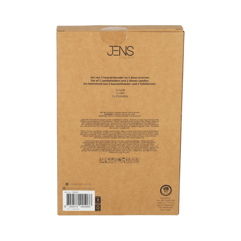 Giftset Kandelaar + Kaars Bruin, set van 2 van JENS Living, productfoto 5