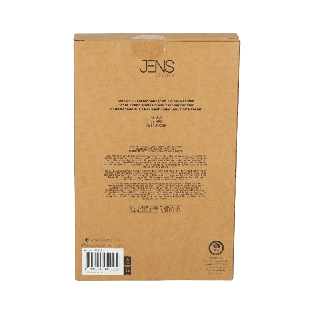 Giftset Kandelaar + Kaars Bruin, set van 2 van JENS Living, productfoto 5
