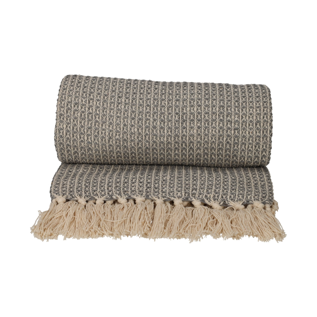 Recycled Cotton Plaid Wafel Grijs van JENS Living, productfoto 2