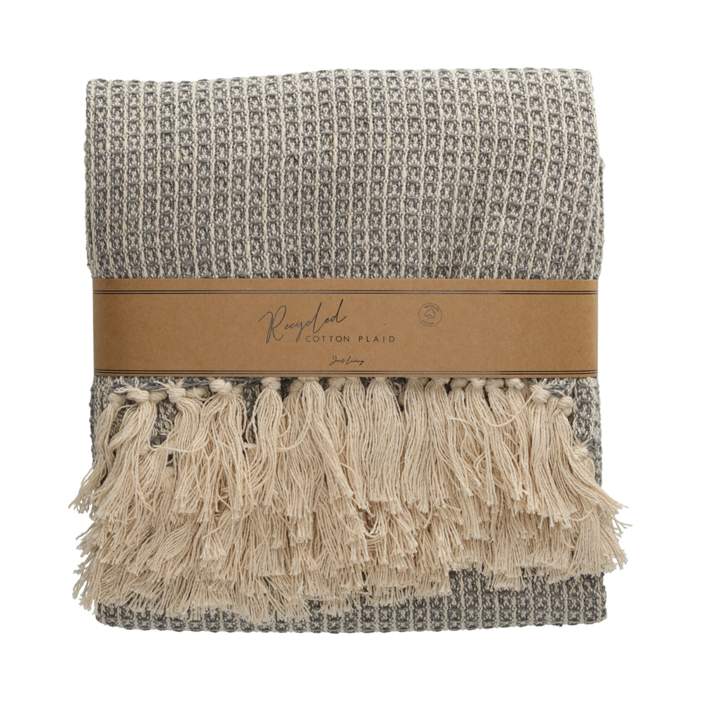 Recycled Cotton Plaid Wafel Grijs van JENS Living, productfoto 3