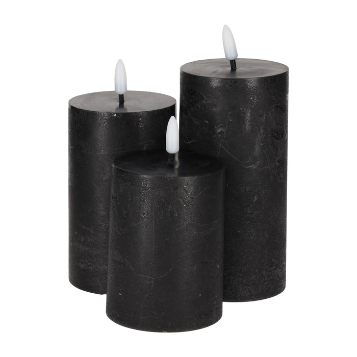 LED Stompkaarsen Zwart, set van 3 – JENS Living
