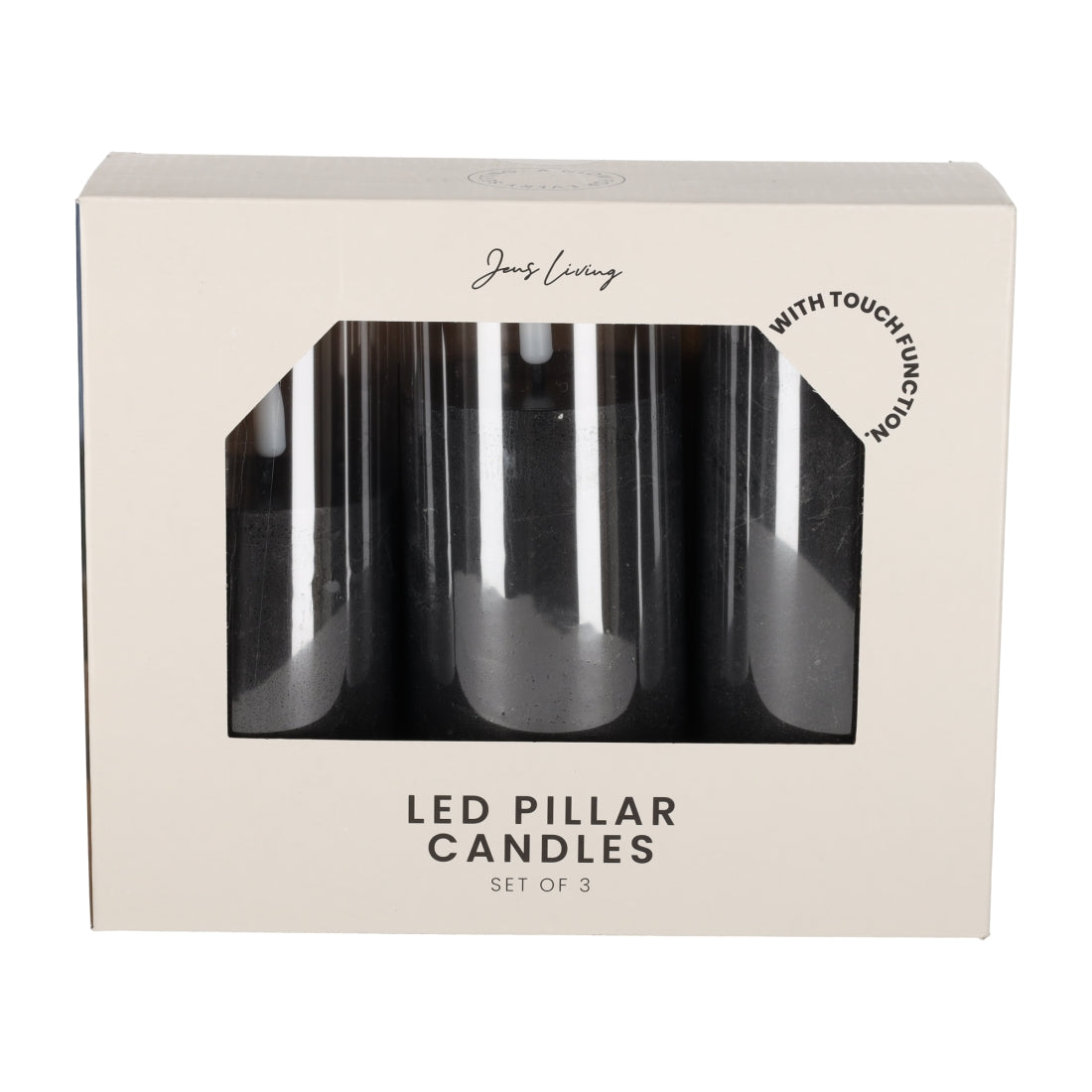 LED Stompkaarsen Zwart, set van 3 van JENS Living, productfoto 4