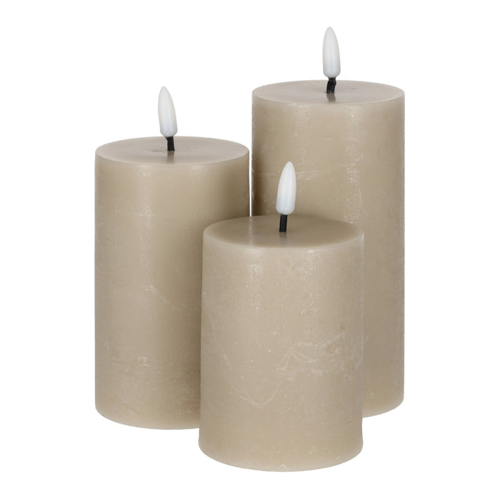 LED Stompkaarsen Steengrijs, set van 3 – JENS Living