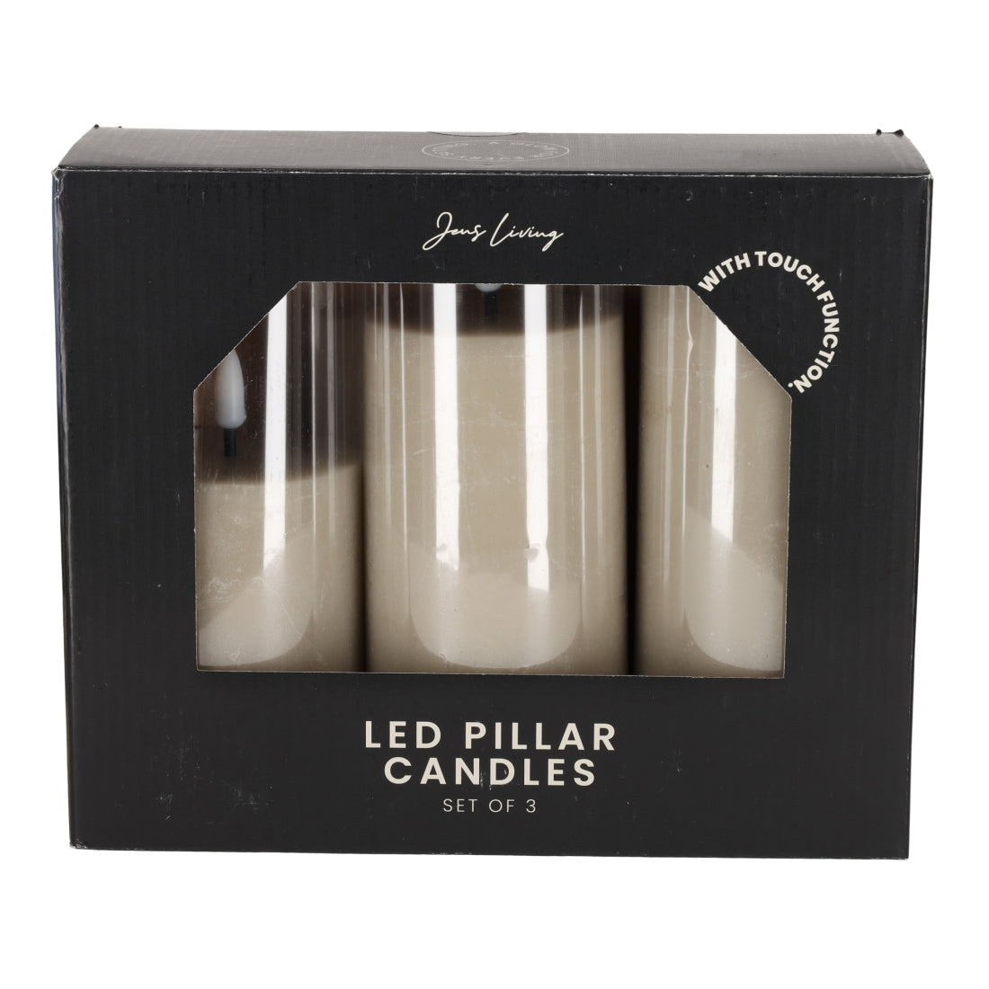 LED Stompkaarsen Steengrijs, set van 3 van JENS Living, productfoto 4