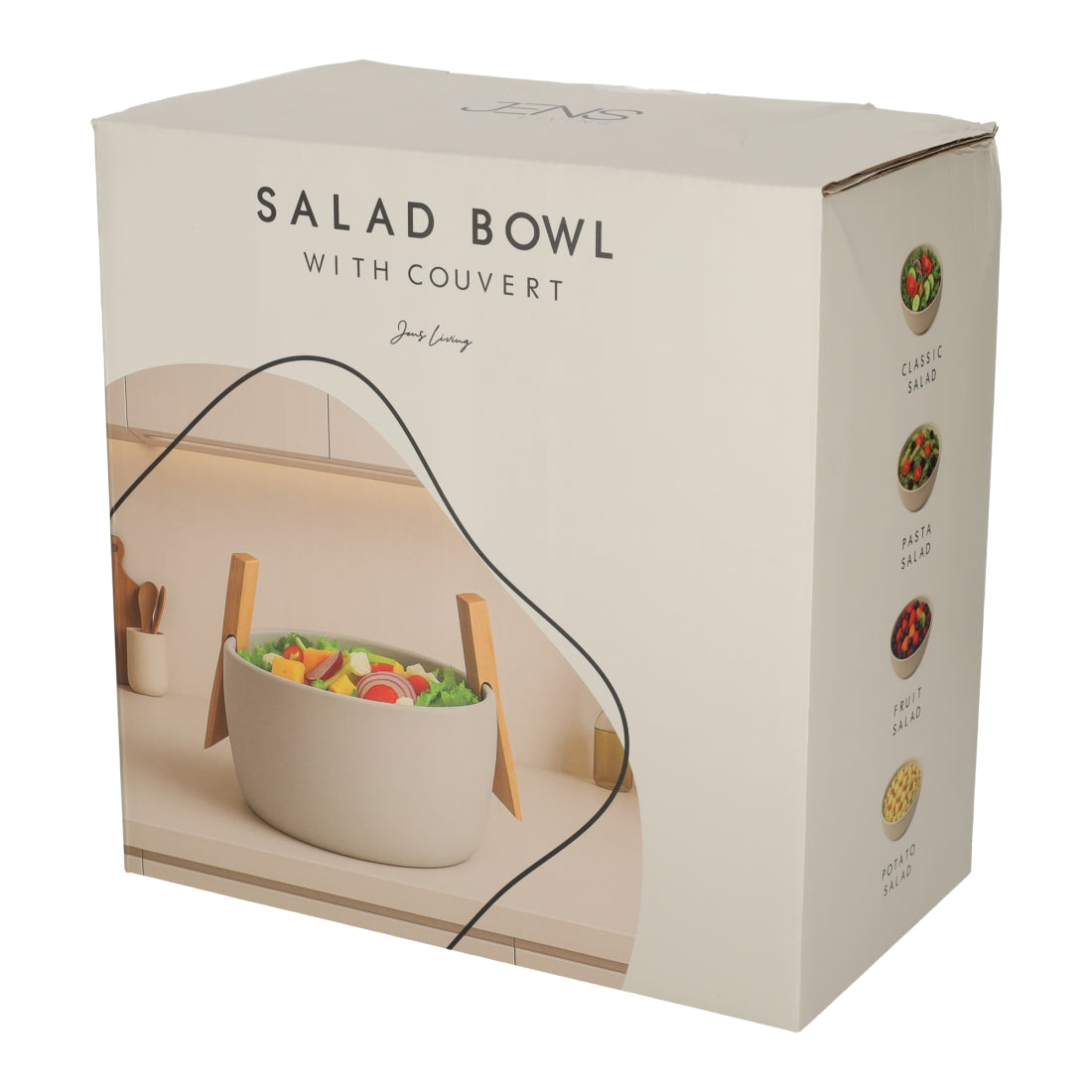 Saladeschaal Met Bestek Steengrijs van JENS Living, productfoto 5
