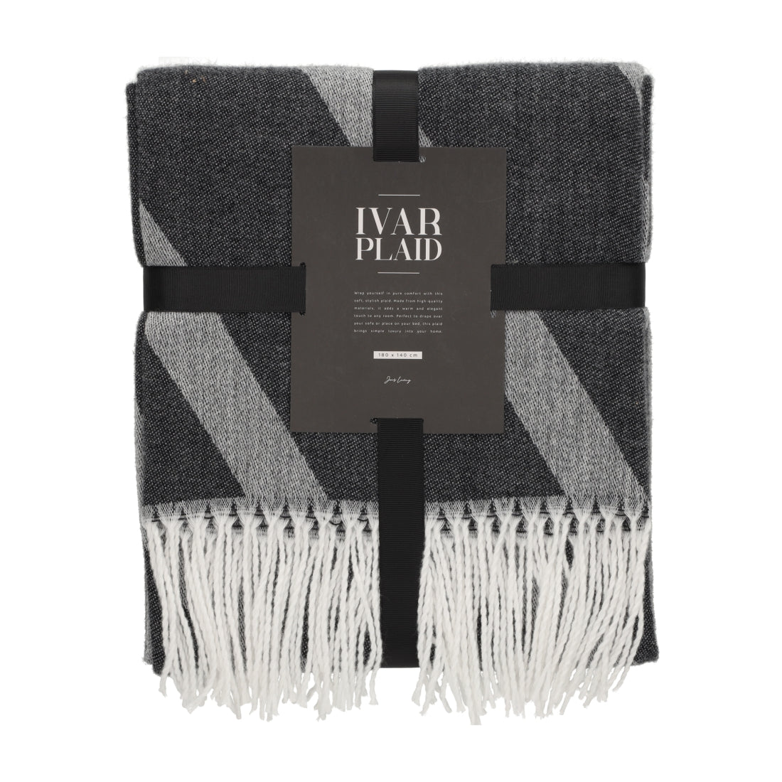 Plaid Ivar Zwart van JENS Living, productfoto 3