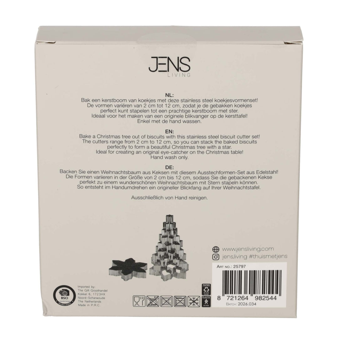 Koekjesvormen Kerstboom van JENS Living, productfoto 7