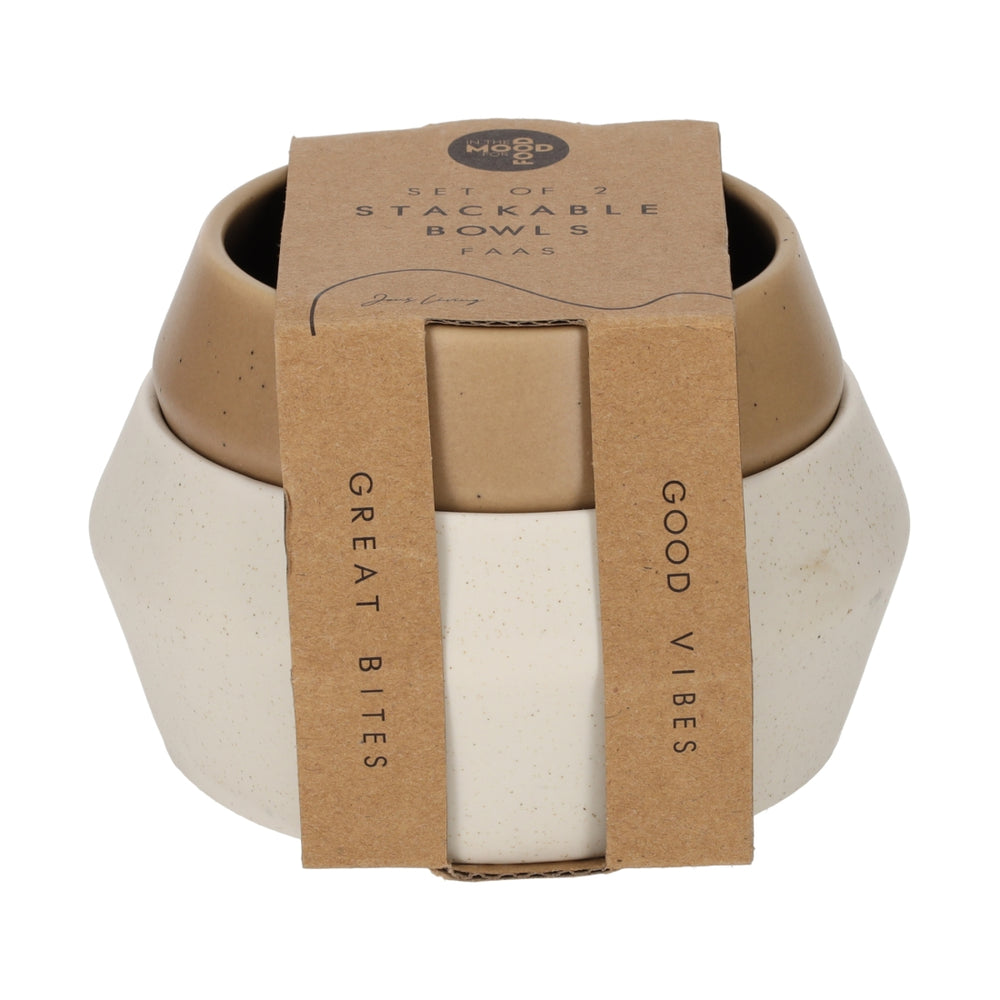Stapel Schaaltjes Faas Wit/Taupe van JENS Living, productfoto 4