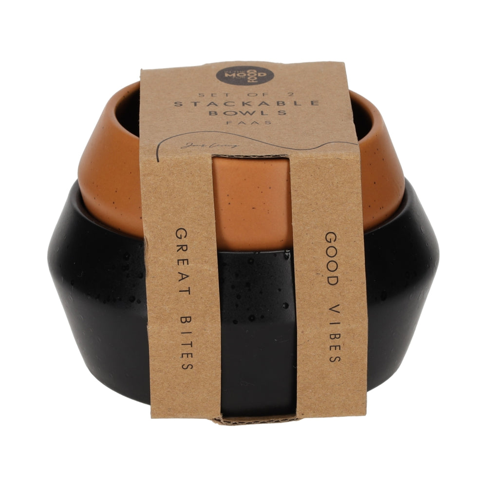 Stapel Schaaltjes Faas Terra/Zwart van JENS Living, productfoto 4