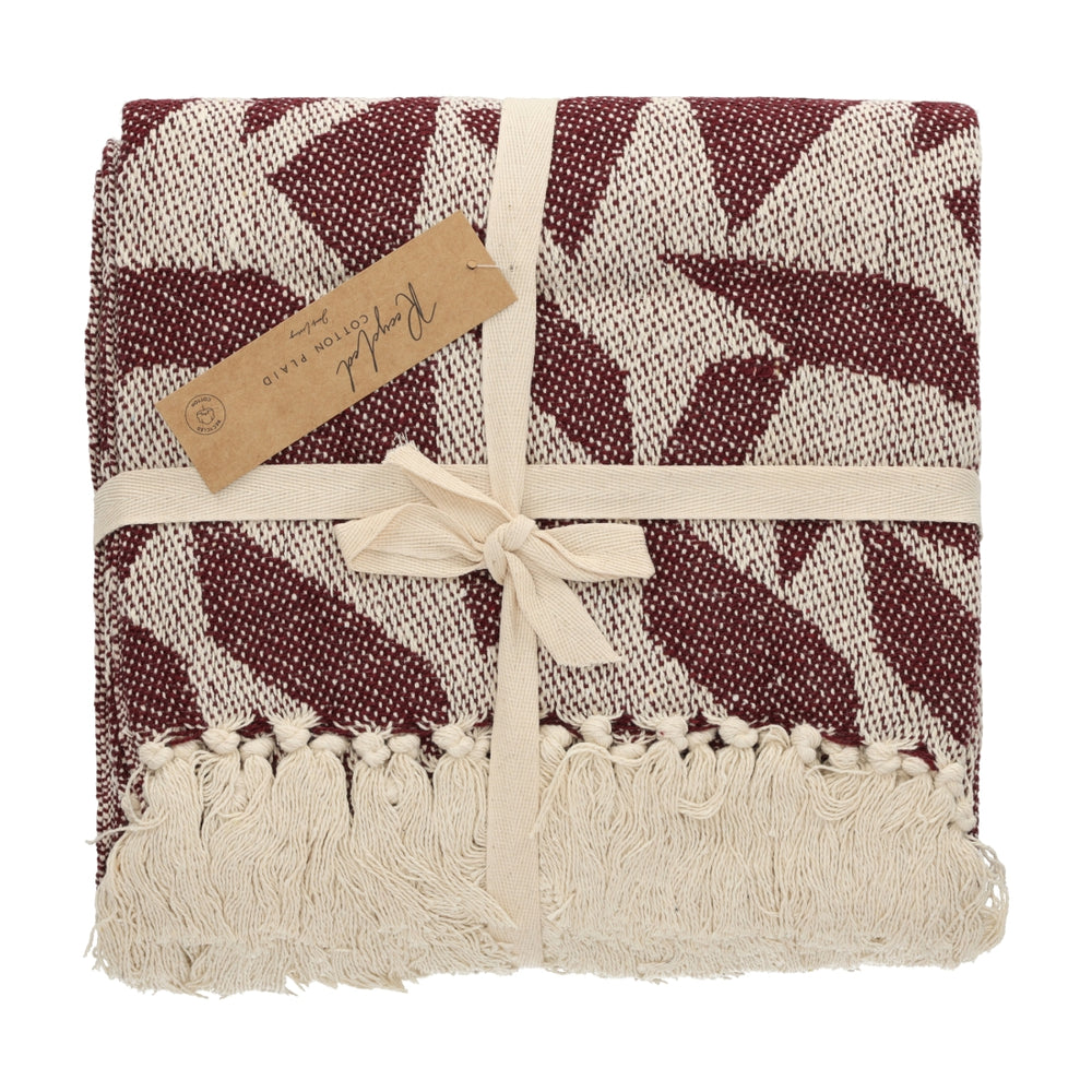 Recycled Cotton Plaid Soof Burgundy van JENS Living, productfoto 2