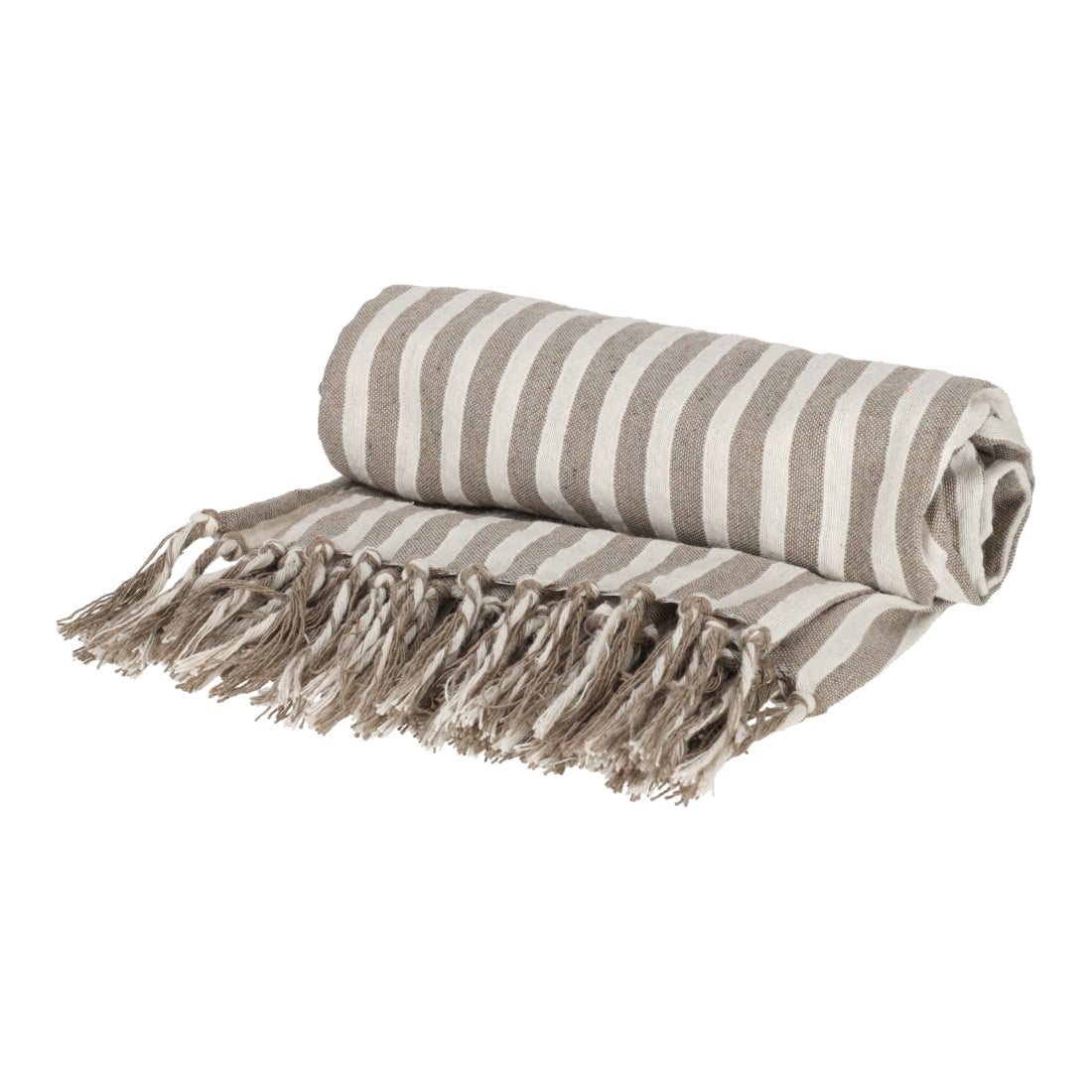 Hamamdoek Strepen Taupe 180x90 van JENS Living