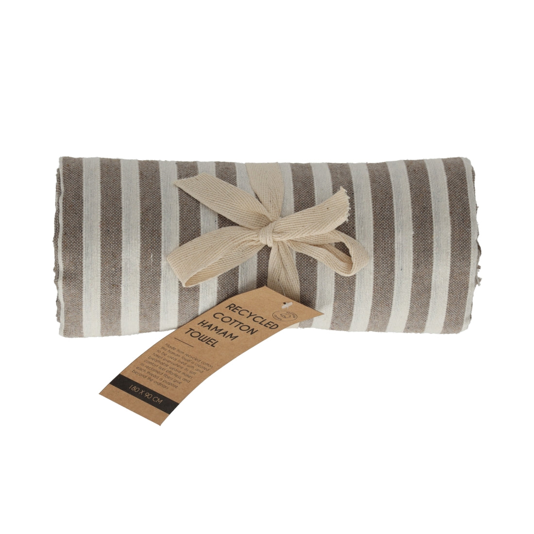 Hamamdoek Strepen Taupe 180x90 van JENS Living, productfoto 3