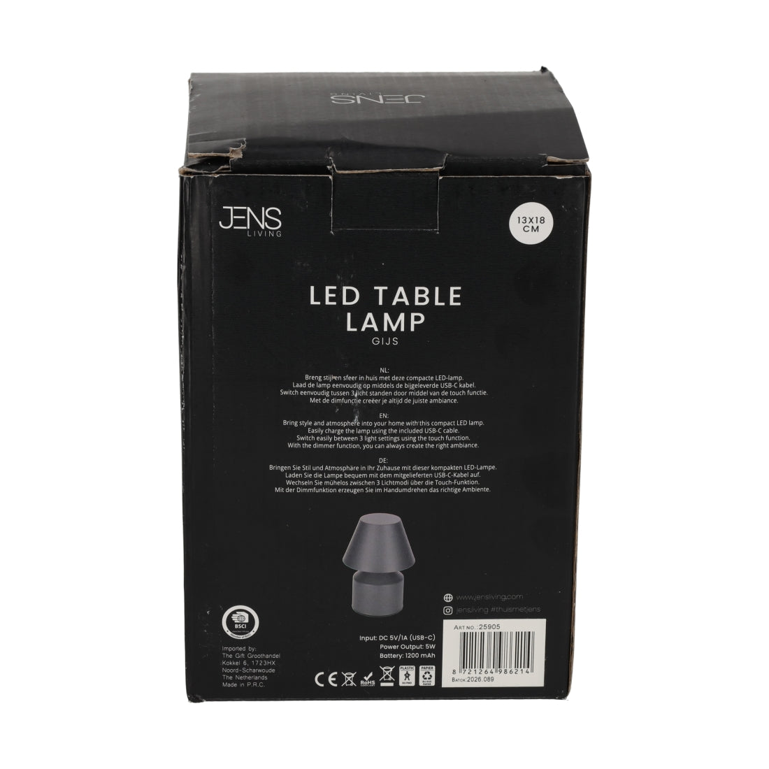 LED Tafellamp Gijs Antraciet van JENS Living, productfoto 6