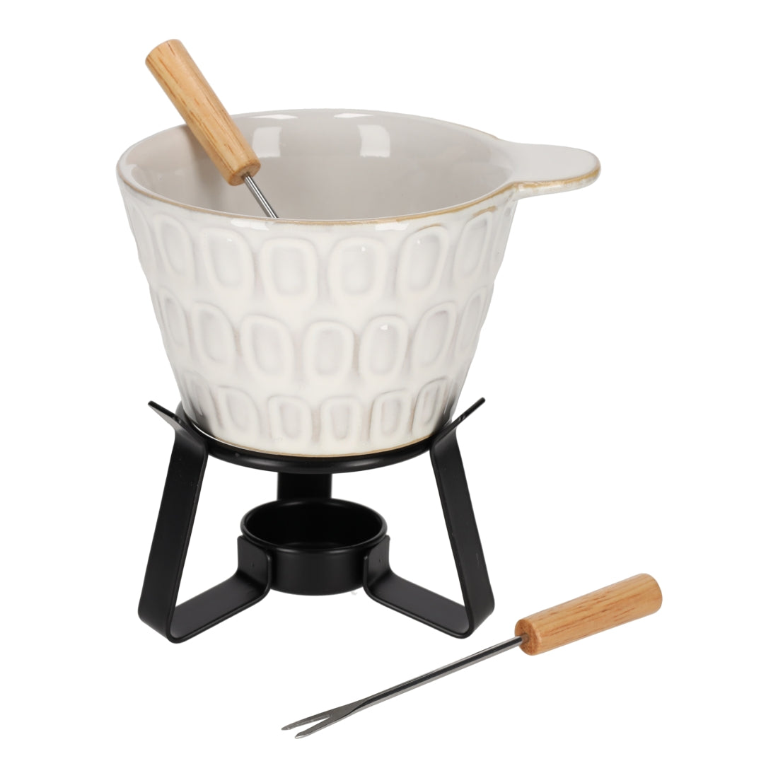 Fondue Set Stippen Taupe van JENS Living