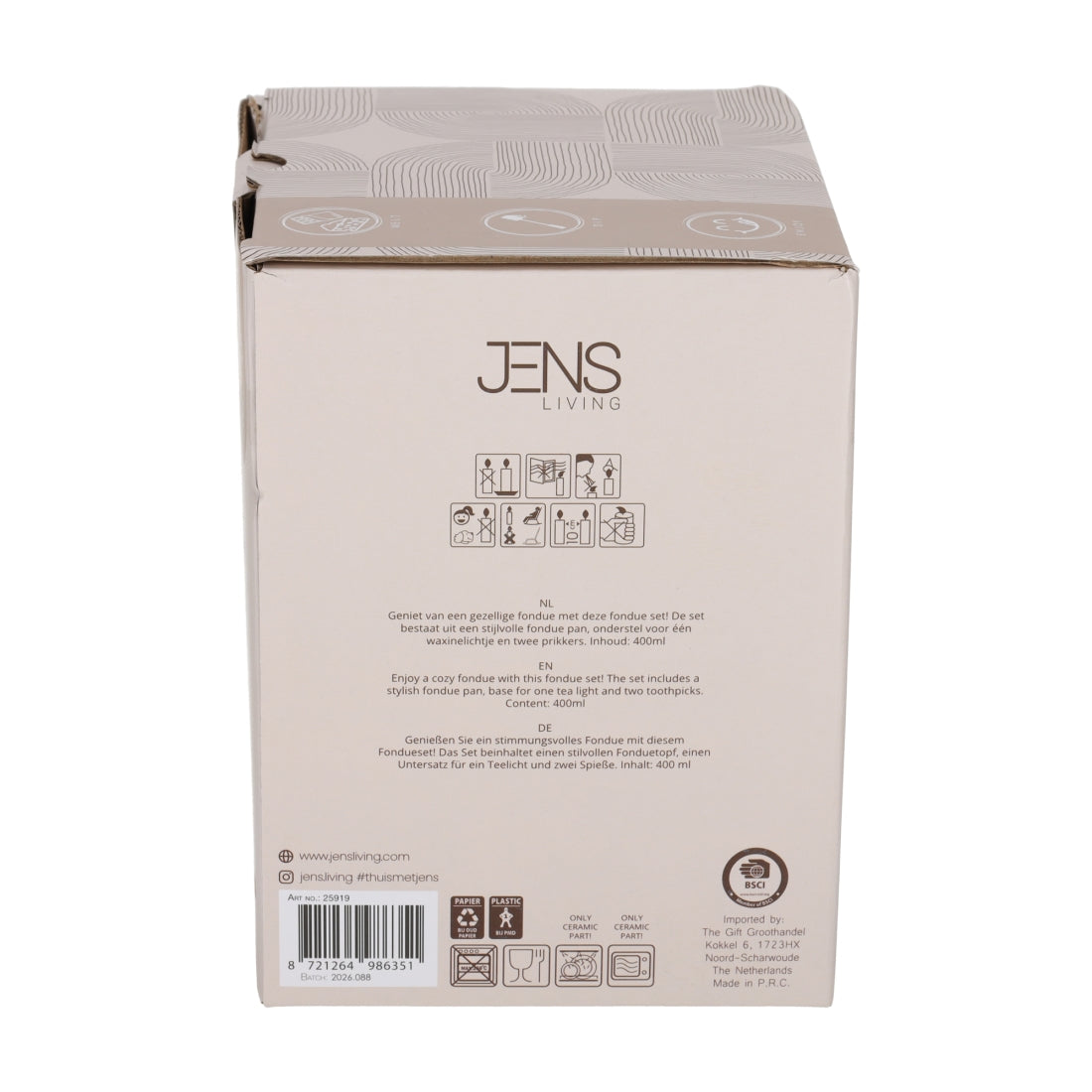Fondue Set Stippen Taupe van JENS Living, productfoto 11