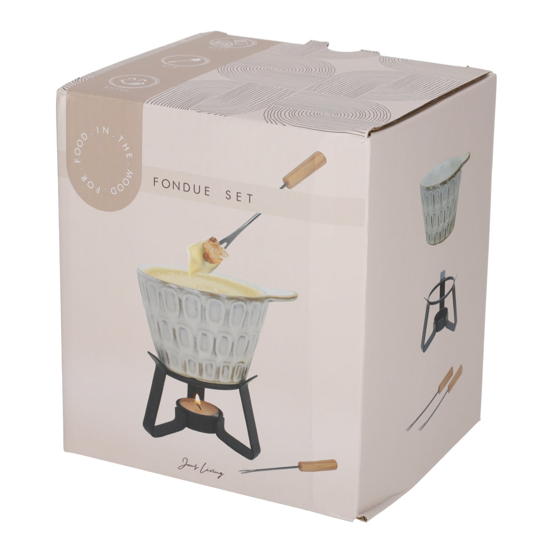 Fondue Set Stippen Taupe van JENS Living, productfoto 6