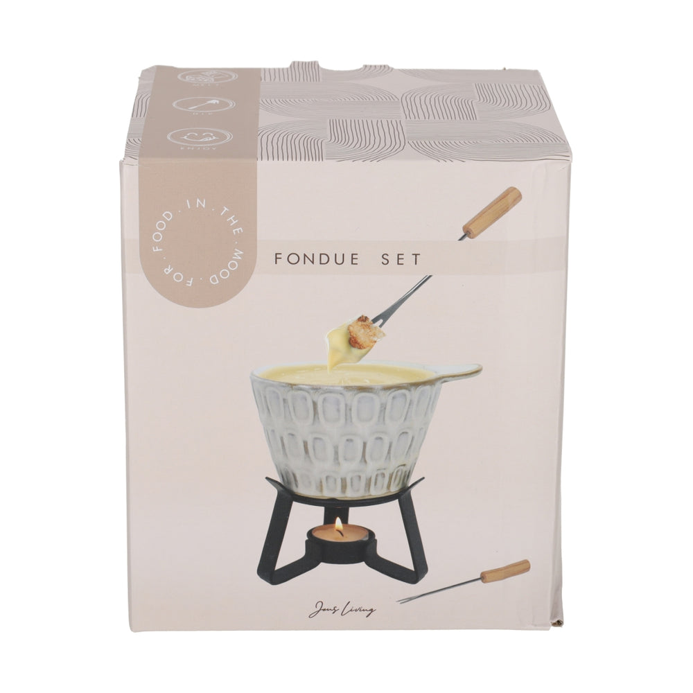 Fondue Set Stippen Taupe van JENS Living, productfoto 7