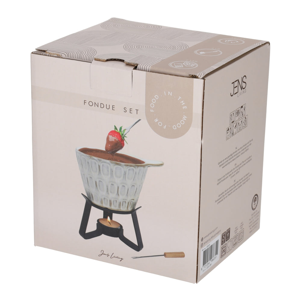 Fondue Set Stippen Taupe van JENS Living, productfoto 9