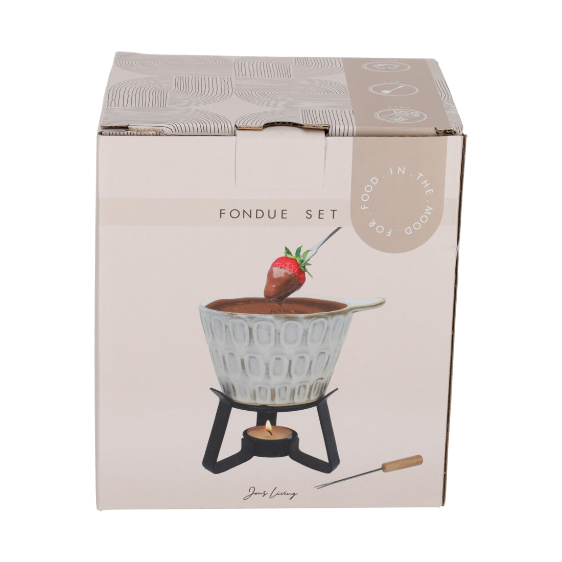 Fondue Set Stippen Taupe van JENS Living, productfoto 10
