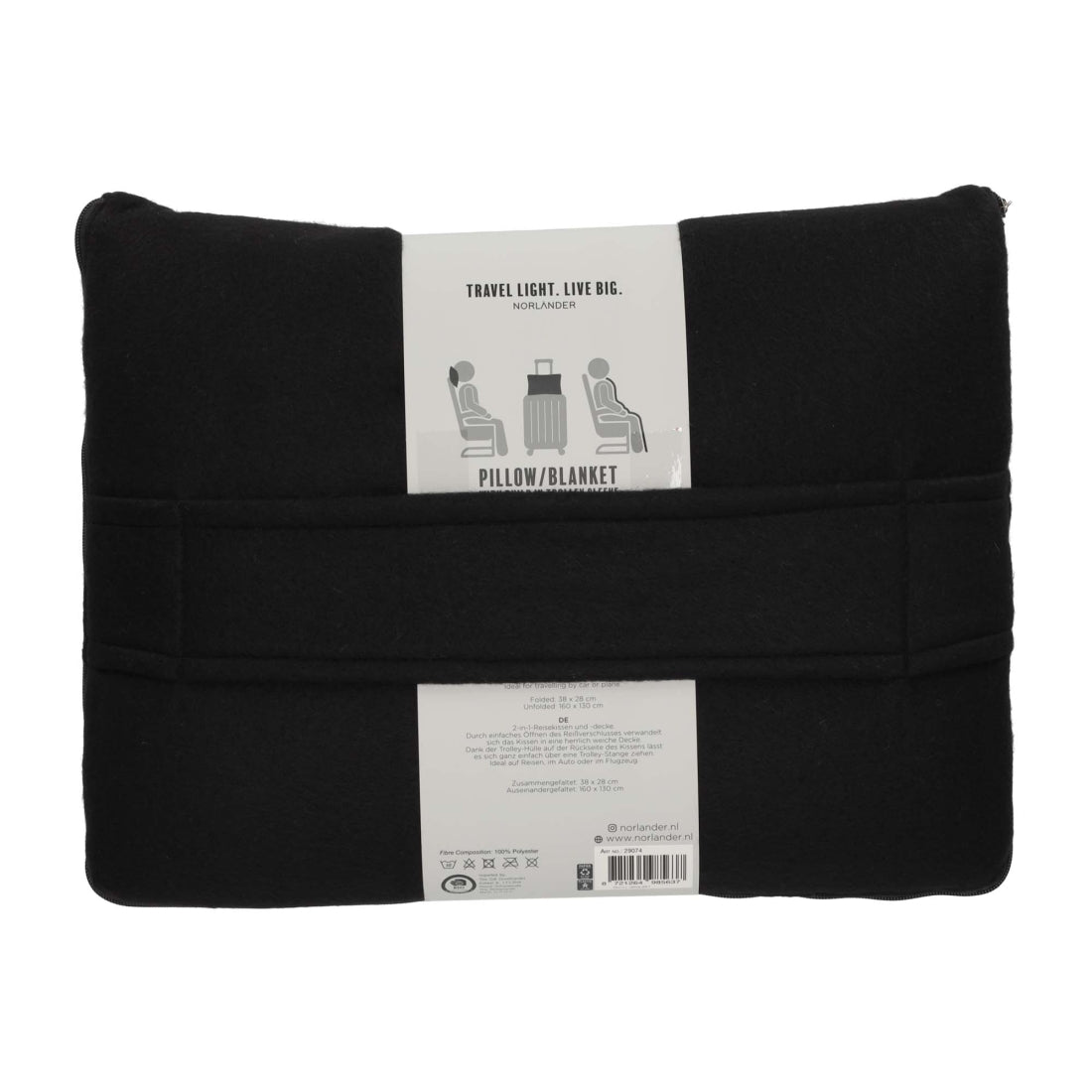 2-in-1 Reis Kussen/Deken Zwart van NORLÄNDER, productfoto 8