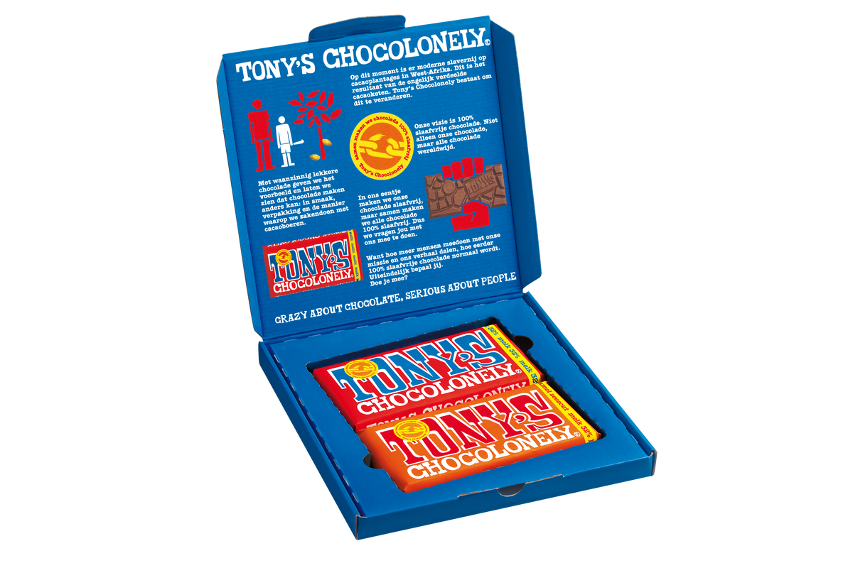Tony's Chocolonely Kadoos Kado, geopende verpakking