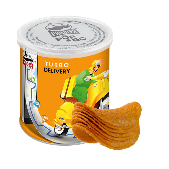 Koker Mini Pringles Paprika met rondom een full colour bedrukte wikkel