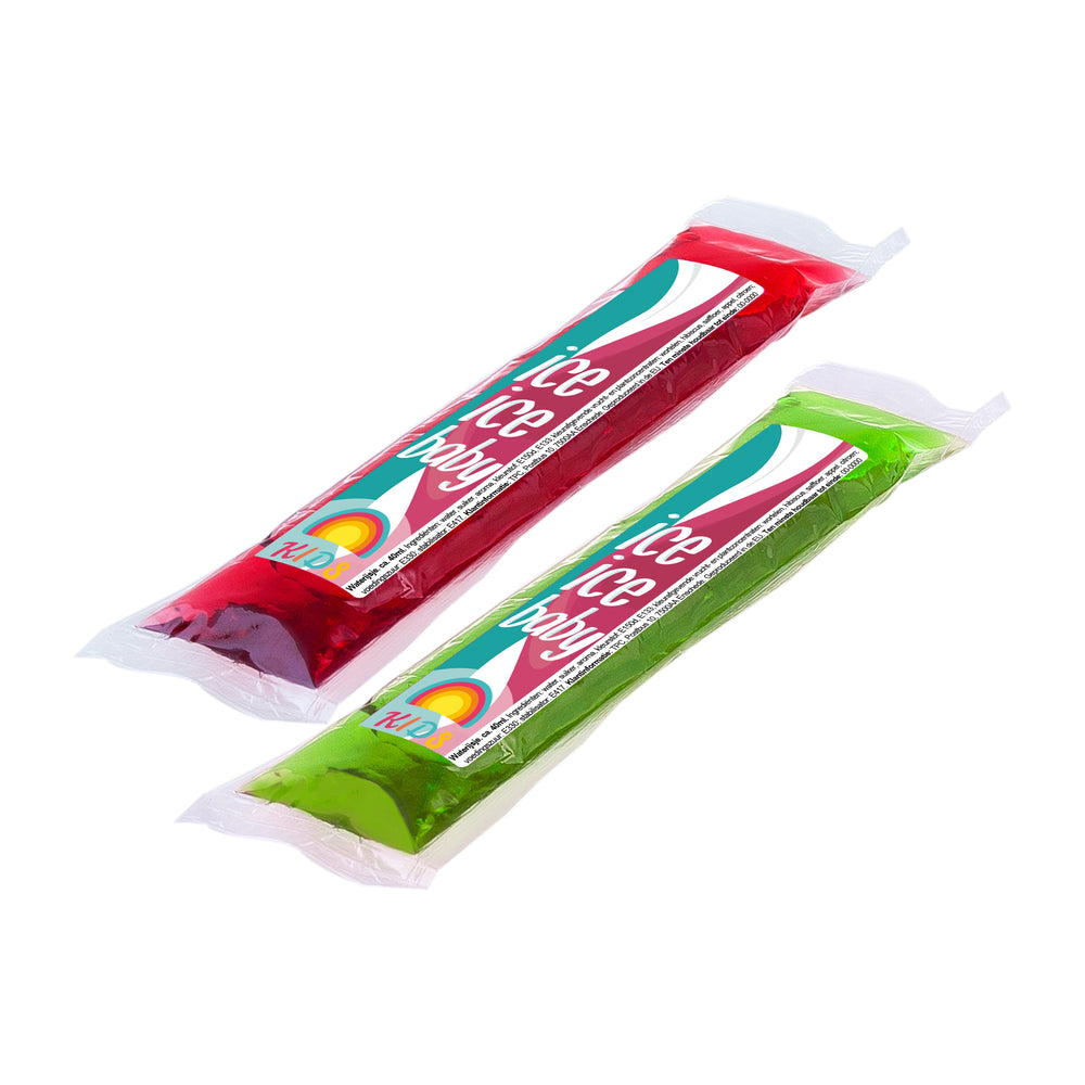 Waterijsje in transparante folie met full colour sticker op de voorzijde
