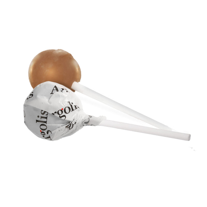 Ronde lolly in witte folie met all-over bedrukking: colasmaak / Folie Print 1 tot 3 kleuren