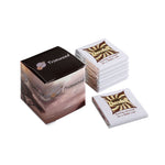 Full colour bedrukt kubusdoosje met acht napolitains van melkchocolade