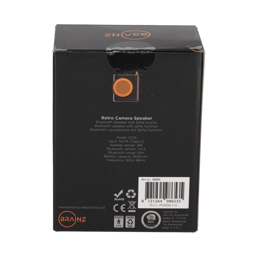 Retro Camera Speaker Zwart van BRAINZ, productfoto 10