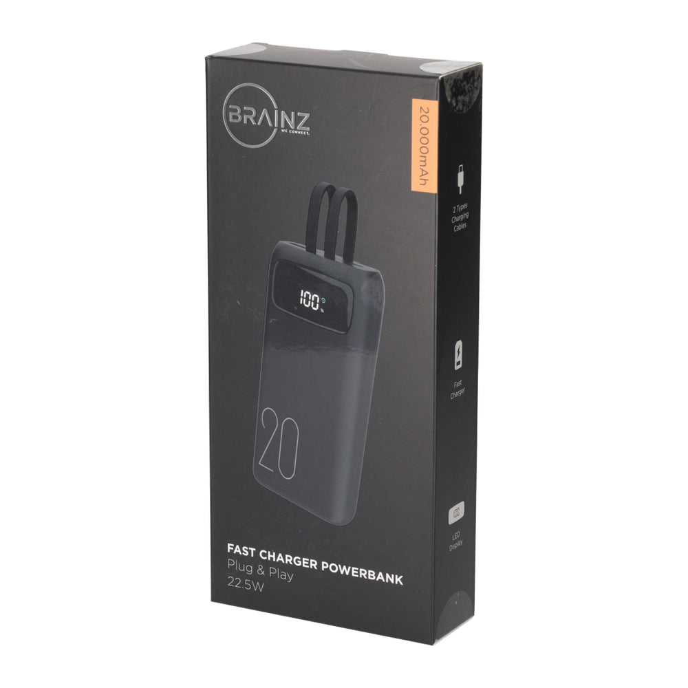 Powerbank Built-in Cables 20.000 mAh van BRAINZ, productfoto 5