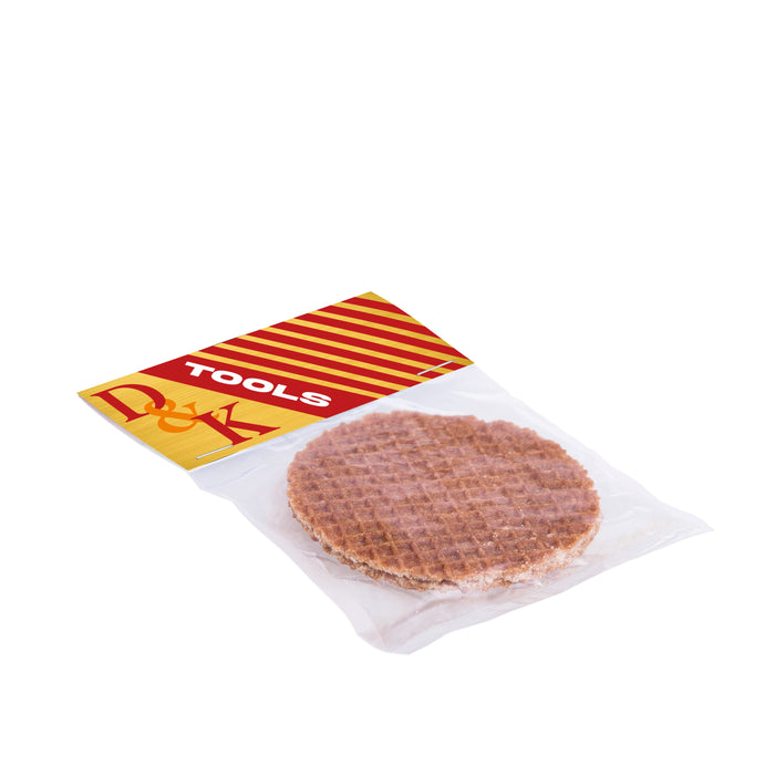 Roomboter stroopwafel met eigen kopkaartje, per stuk verpakt