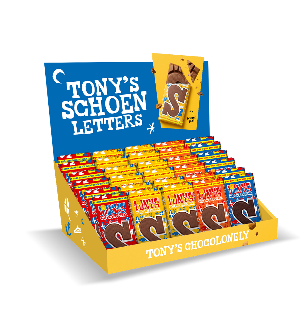 Tony's Chocolonely Sint assortidoos met 105 schoenletters