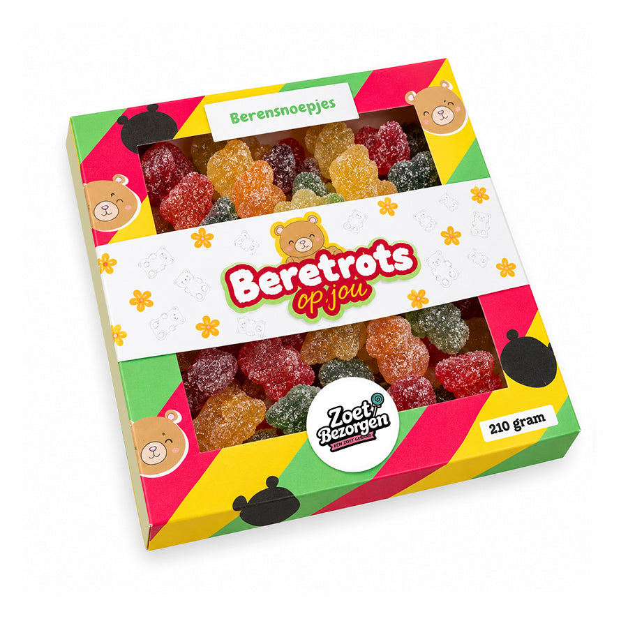 Snoeppakket "Beretrots op jou" met zure beren (210 gram)