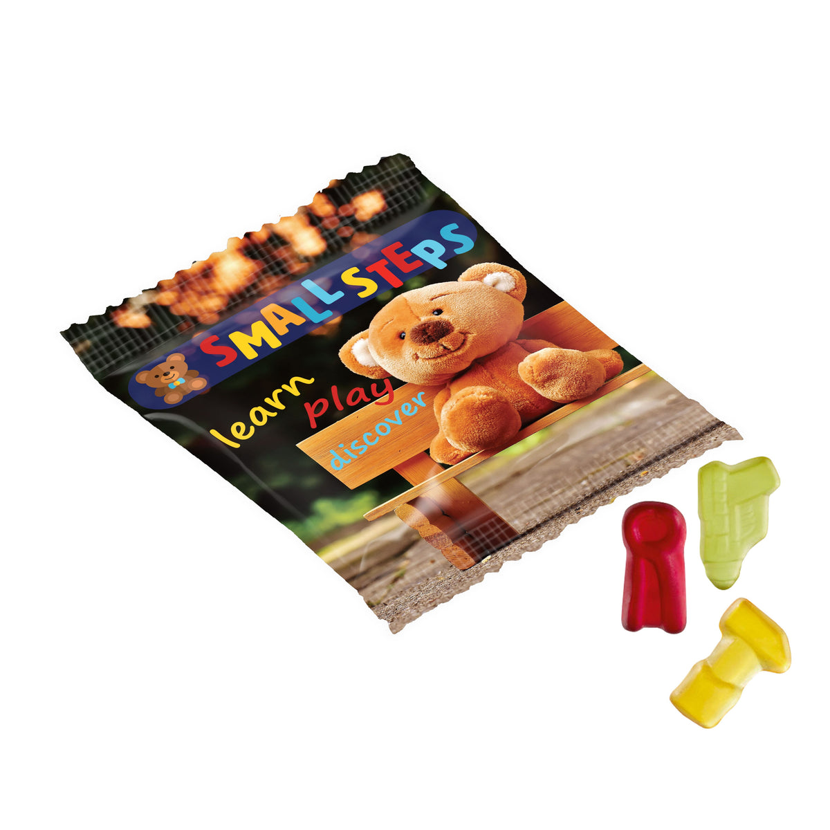 Full colour bedrukt zakje met vruchtengummies in een standaardvorm, zoals beertjes: Gereedschap
