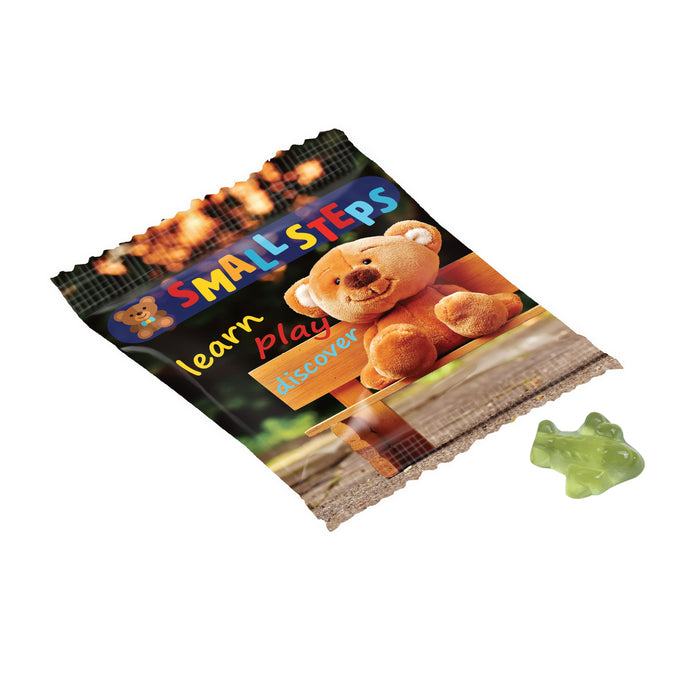 Full colour bedrukt zakje met vruchtengummies in een standaardvorm, zoals beertjes: Vliegtuig