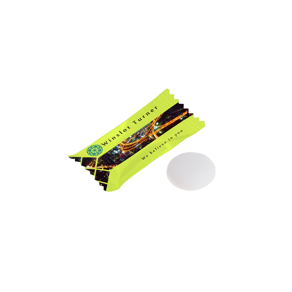 Mentos in witte flowpack met full colour bedrukking