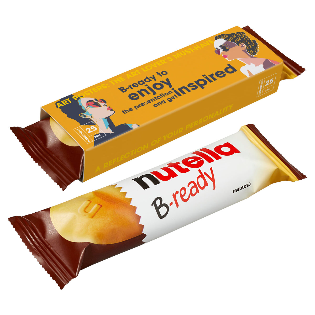 Nutella B-Ready reep in full colour bedrukte kartonnen sleeve met logo