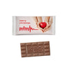 Midi chocoladereepje met logo van 25 gram in witte papieren flowpack