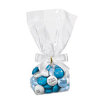Zakje met strik gevuld met 40 gram gepersonaliseerde M&M's met logo