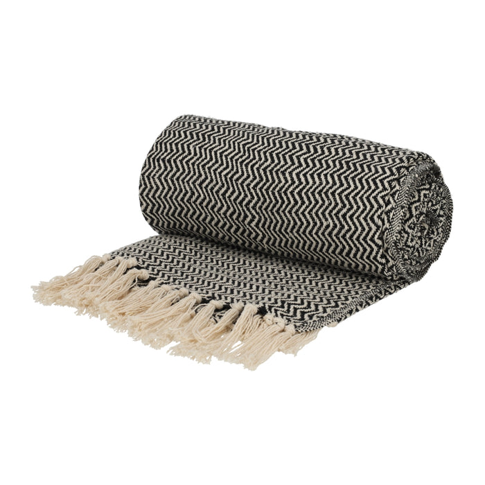 Recycled Cotton Plaid Visgraat Zwart – FITZ Living