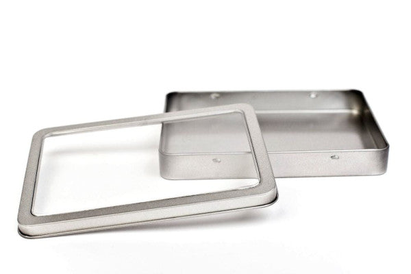 A6 MAXI VIEW A6 blikdoos met venster – metalen verpakking voor zichtbare presentatie