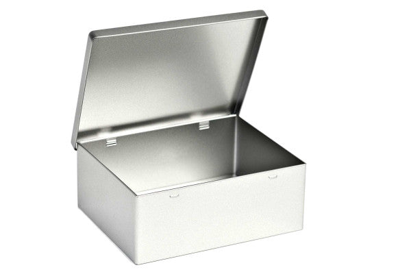 DSE 087 Hinged Tin Box 185x135x70 mm – duurzame metalen verpakking met scharnierdeksel